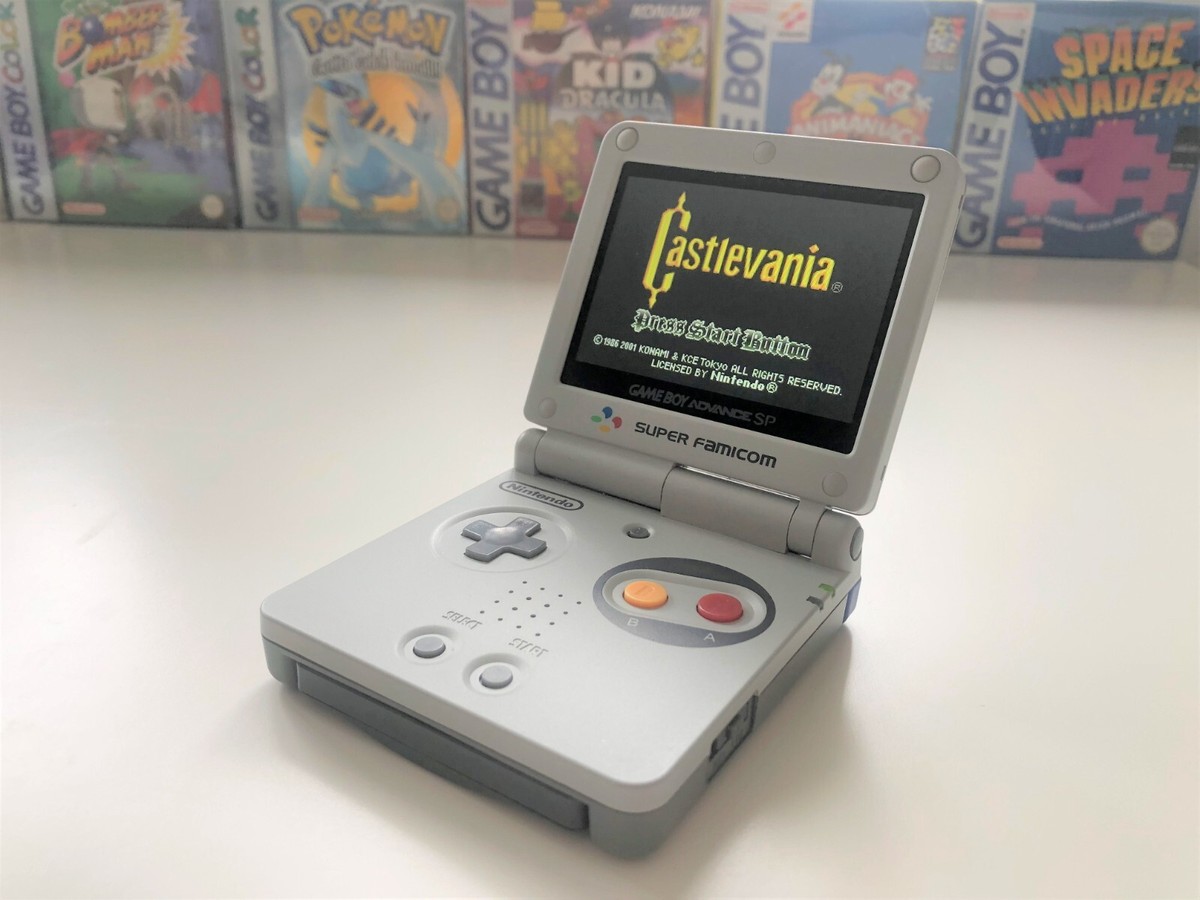 Gameboy Advance SP with Backlit IPS V3 Screen Mod Super Famicom Shell SNES