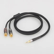 2 RCA To 3.5 mm Cord gold-plated Adapter Stereo Audio Y Cable Black RCA Cable