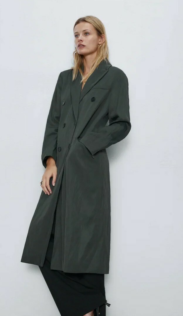 ZARA SOLD OUT  CREASED-EFFECT COAT SIZE L REF 2365/484 DARK KHAKI GRAY image 6