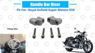 Fit For Royal Enfield ''Super Meteor 650 Glossy Silver Handle Bar Riser''