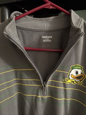 Oregon Ducks 1/4 Zip Pullover Men s L Gray Logo Captivating New