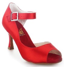 Women's Super Satin Pumps Salsa Performance Dance Shoes, Red, EU 40