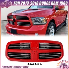 For 2013-2018 DODGE Ram 1500 Front Grille Big Horn Style Flame Red+Chrome+Black
