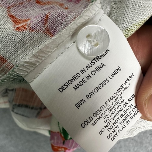 Label of Love Shirt Womens Small Multicolor Linen Blend Floral Button Up Tunic - Bild 6 von 9