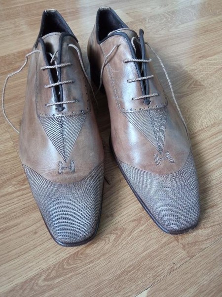 Men Heels Brown Leather 44