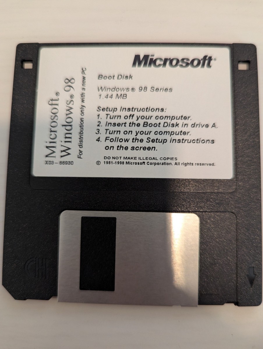 X03-66930 Microsoft Windows 98 Boot Disk 3.5 Floppy for sale