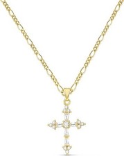 Dainty Double Cross Necklace for Women 14K Gold Plated Layered Pendant