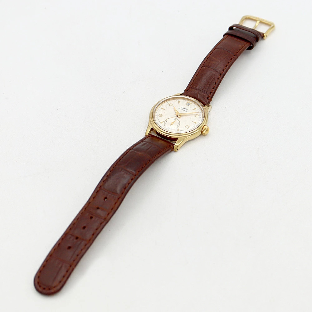 ORIS 7459 26 Manual Wind Watch Silver Dial Small Seconds Gold Tone image 4