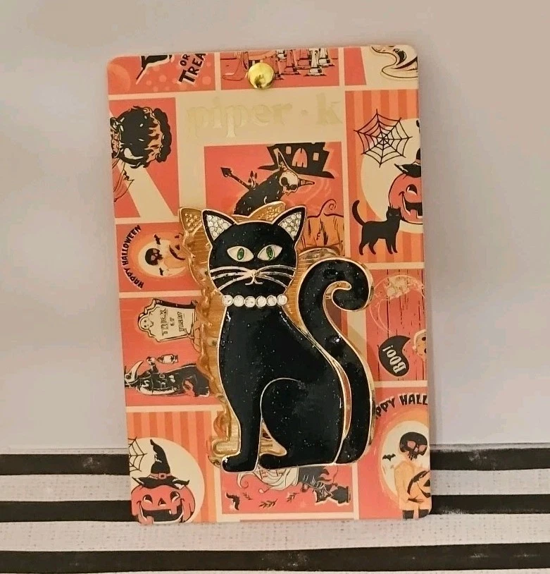 Piper K Hair Clip Black Cat Halloween Metal  Rhinestone Sparkling hair clip - Image 2 of 4