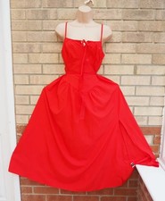 Mika red corset tie neck strappy milkmaid skater split midi party dress 16 XL