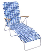 Camp & GO 4-Position Folding Lawn Chair - Blue & White Outdoor Lounger