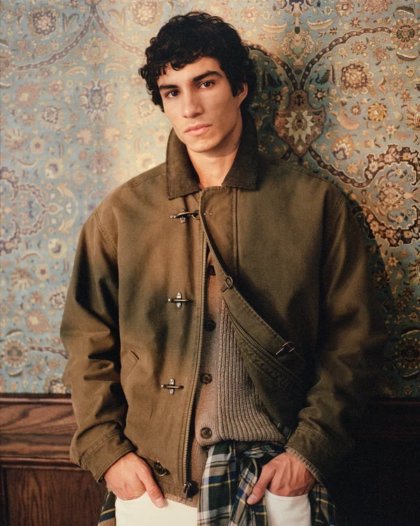 Abercrombie Canvas Fireman Clasp Jacket Olive Men's Workwear Coat image 2