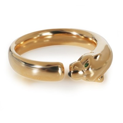 Cartier Yellow Gold Onyx and Tsavorite Small Model Panthere de Cartier Ring
