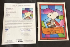 Charles Schulz Signed Snoopy Advertisement Page Color 8x10 JSA LOA