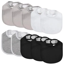 Baby Snap Bibs for Boys Girls,10 Pack Bandana Drool Bibs with Snap,Organic