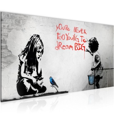 Wandbilder XXL Wohnzimmer Banksy-Style Street Art Graffiti Loft Grau 100 x 40 cm