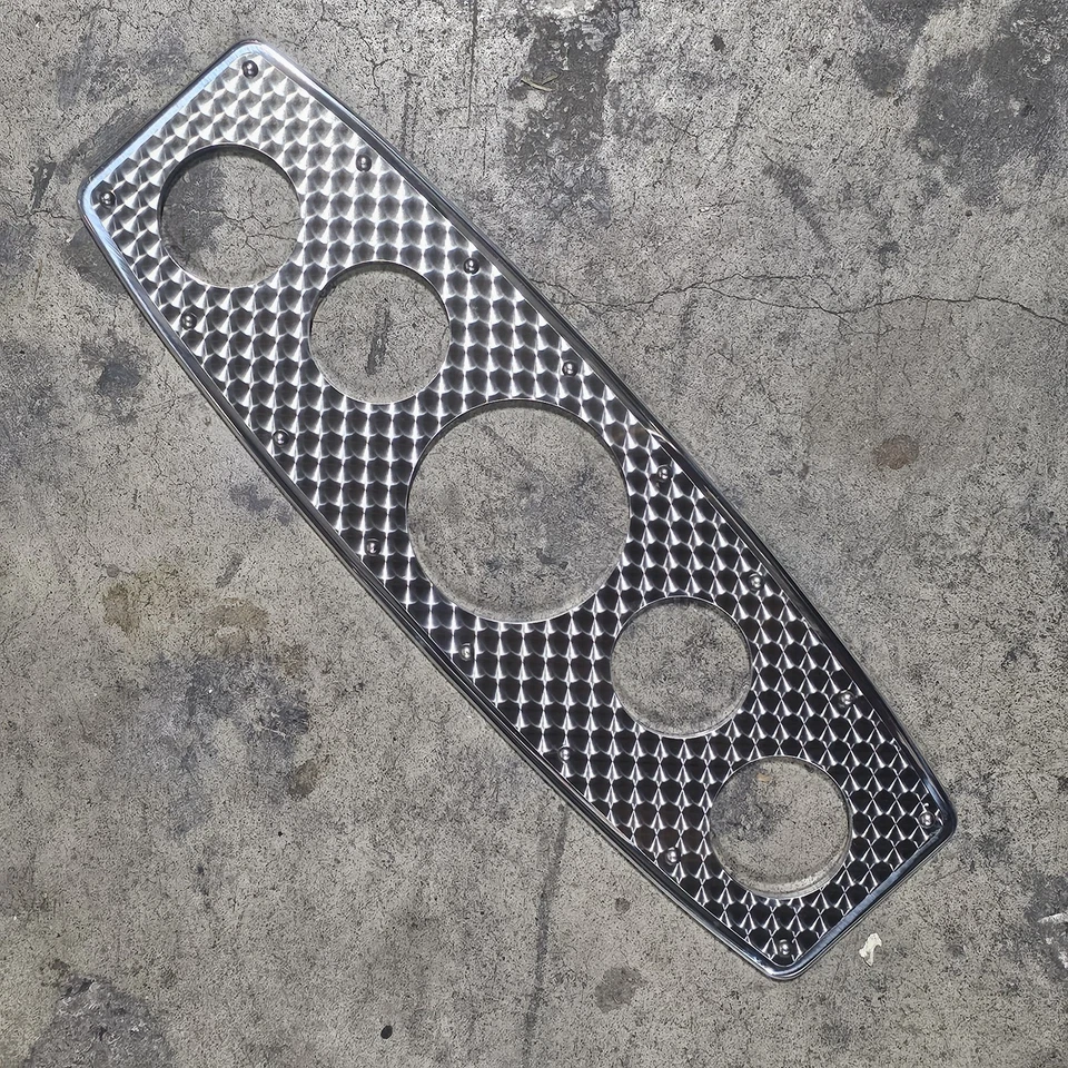 Polished Aluminum 5 Gauge Panel w Engine Turned Stainless Hot Rod Custom Dash - Image 2 of 4