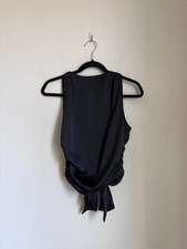 Zara Satin Backless Tie Back Top in Black Size SMALL