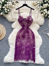Woman Fashion Thin See Through Slim Fit Pure Desire Dress Women New Vintage Sexy