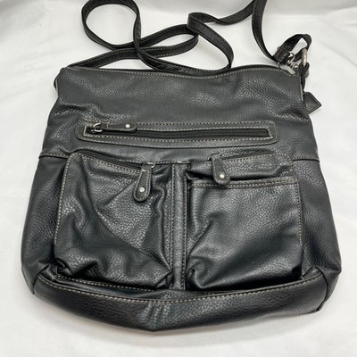 MultiSac Multi Compartment Crossbody Purse w/ Adjustable Strap & Zippers Black