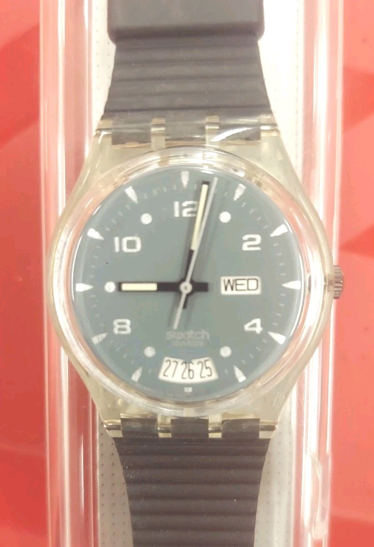 WINDOWS Swatch GK702 OPEN Daydate Rare 1992 Swiss Vintage Quartz made Watch - vintagewatches.pk