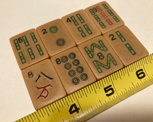 8Tiles—French-Ivory Tiles With Strips MahJong 1920s  1-1/8 x 13/16 x 5/16” #2