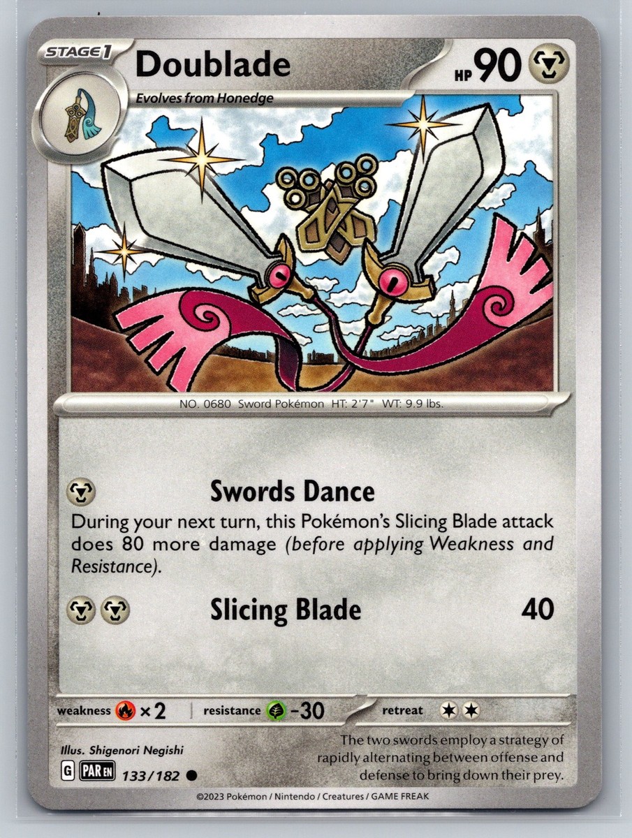 Doublade 133/182 Paradox Rift Common Pokemon Card Metal Swords Dance Blade 