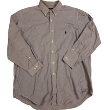 Ralph Lauren Yarmouth Blue Gingham Mens Button Down Dress Shirt Sz 17 32/33