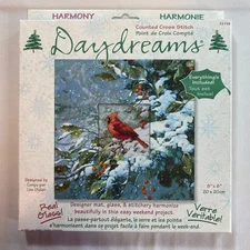 Daydreams Harmony Under Glass Cardinal Counted Cross Stitch Kit complete