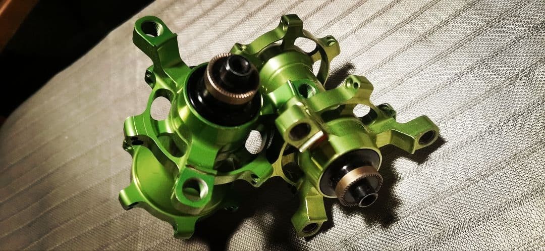 Hub Set Green Anodized Front Rear Mtb Disc Brake Alloy Used