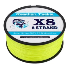 Reaction Tackle Braided Fishing Line - 8 Strand Hi Vis Yellow 300LB 1000yd