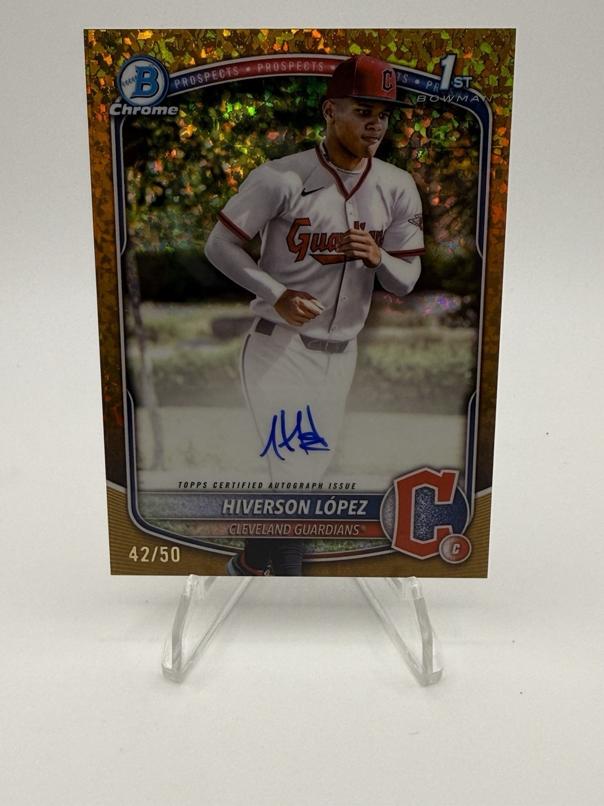 2025 Bowman Chrome - Hiverson Lopez Auto Gold Mini Diamond 1st /50 - Guardians