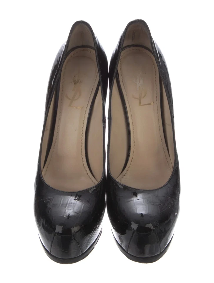 Saint Laurent Tribute Black Patent Leather Platform Pumps Women’s Size 7.5 - Image 3 of 4