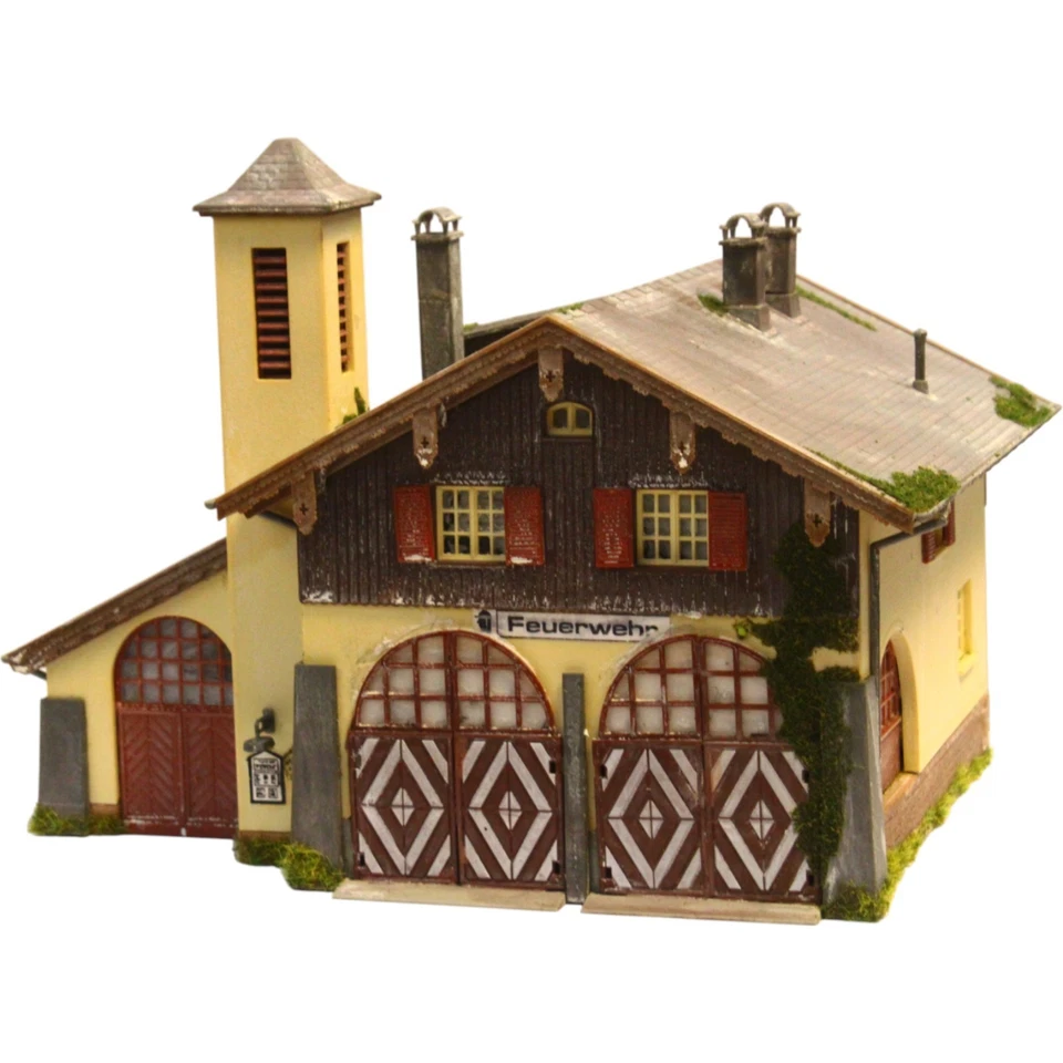 Diorama H0/1:87 Kibri Gebäude Kleinstadt seltene Feuerwache Feuerwehr #patiniert - Bild 4 von 4
