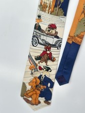 Rare Looney Tunes Warner Bros Golf Silk Necktie Bugs Bunny Taz Daffy Duck