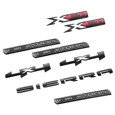 8Pcs KIT Elevation Emblem Badge For 2022-2025 Sierra 1500 Matte Black 86532071