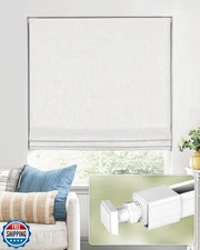 No Tools No Drill Cordless Roman Shades for Indoor Windows 100% Blackout, for