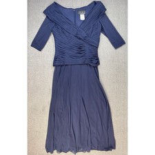 Alex Evenings Dress Womens 8 Navy Blue Formal Midi Event Cocktail Ball Wedding