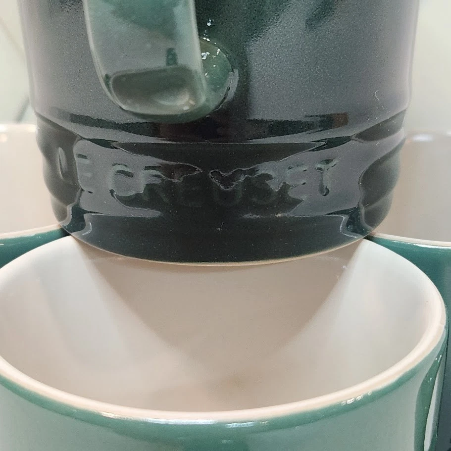 Le Creuset ARTICHAUT зеленый набор из 4 керамики эспрессо кружки 3,5 унций чашки новый в коробке - Изображение 4 из 4