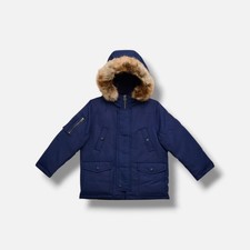 Polo Ralph Lauren Toddler Boy's Blue Faux Fur Hooded Parka Jacket Size 3-3T