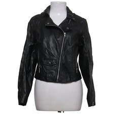 H&M, Bikerjacke, Damen, Größe: 38, Schwarz, Lederimitat/Polyester #TZd