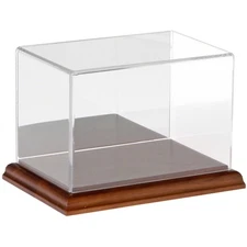 Plymor Clear Acrylic Case w/ Hardwood Base (Mirror Back), 6" W x 4" D x 4" H