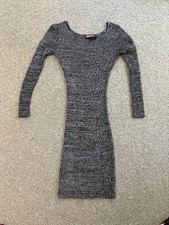 Say What? Ribbed Knit Bodycon Sweater Dress Womens M Black Gray Long Sleeve