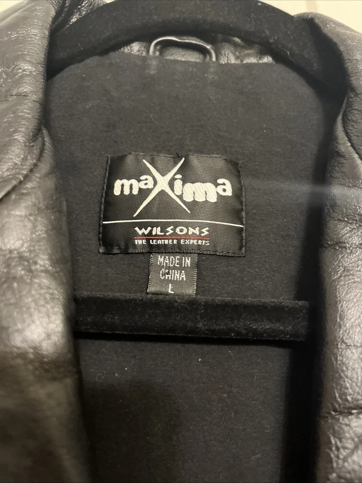 Chaleco Máxima Wilsons Para Mujer Talla Grande Negro Cremallera Cuello 100% Cuero Años 90 Y2K Foto 3 de 4