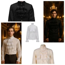 Men’s Pirate Renaissance Medieval Victorian Steampunk Gothic Vampire Shirt Top