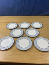 8 Flintridge Brookmere 6 1/4” Bread Plates Gray Rim w/Platinum Trim - USA