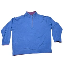 Tommy Bahama Reversible 1/4 Zip Pullover Sweater Men Large Blue Purple Used