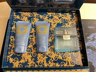 Versace Man Eau Fraiche Set Eau De Toilette 1.7 oz After Shave Balm Shower Gel