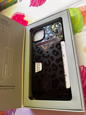 NEW VELVET CAVIAR iPhone 14 Plus Wallet Case BLACK LEOPARD / CHEETAH PRINT