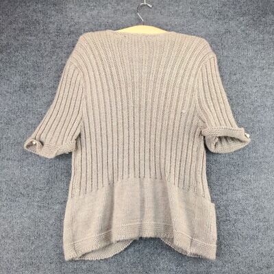 Kaktus Womens Wool Blend Short Sleeve Knit Cardigan Button Front Pockets  Size XL
